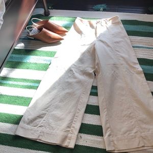 High waist cream colored wide legged pants
